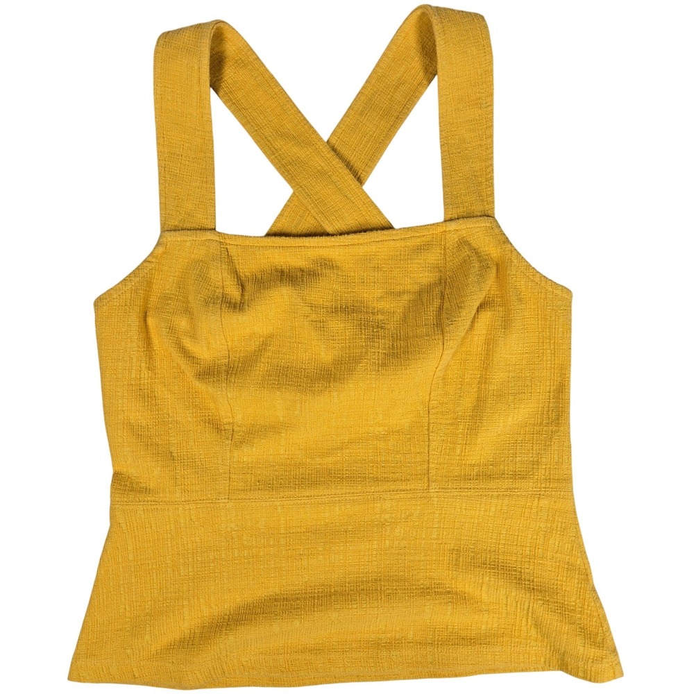Anthropologie Current Air LA Yellow Crisscross Tank Top Sleeveless Textured‎ XS